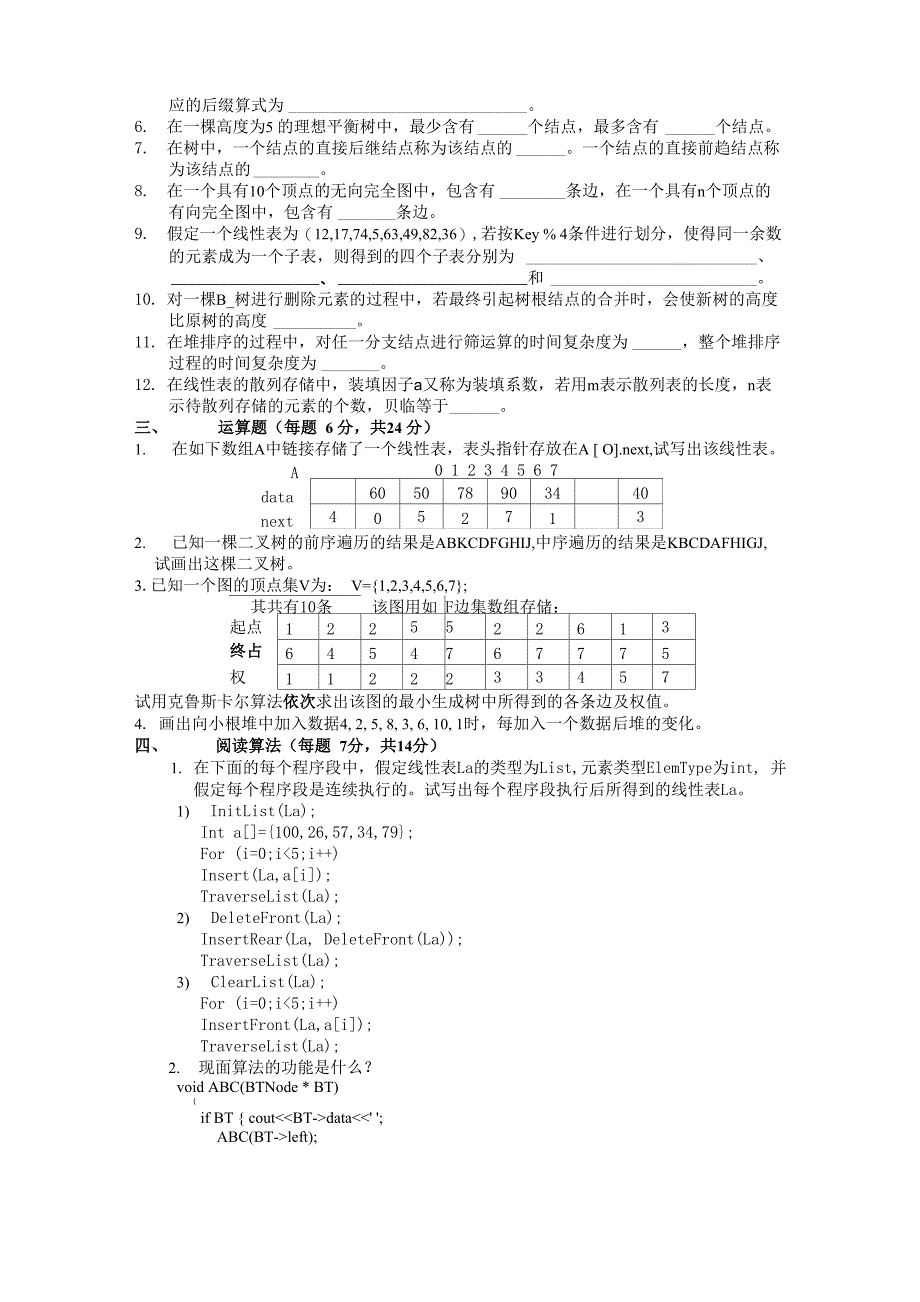 数据结构模拟试卷二及答案1_第2页