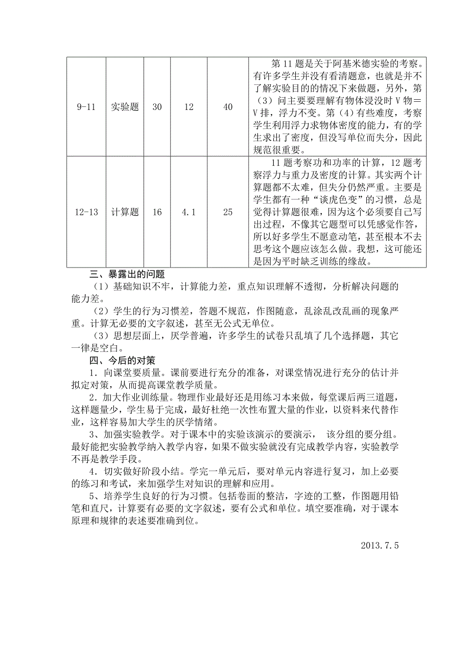 2012-2013学年度第二学期八年级物理期末考试质量分析.doc_第3页