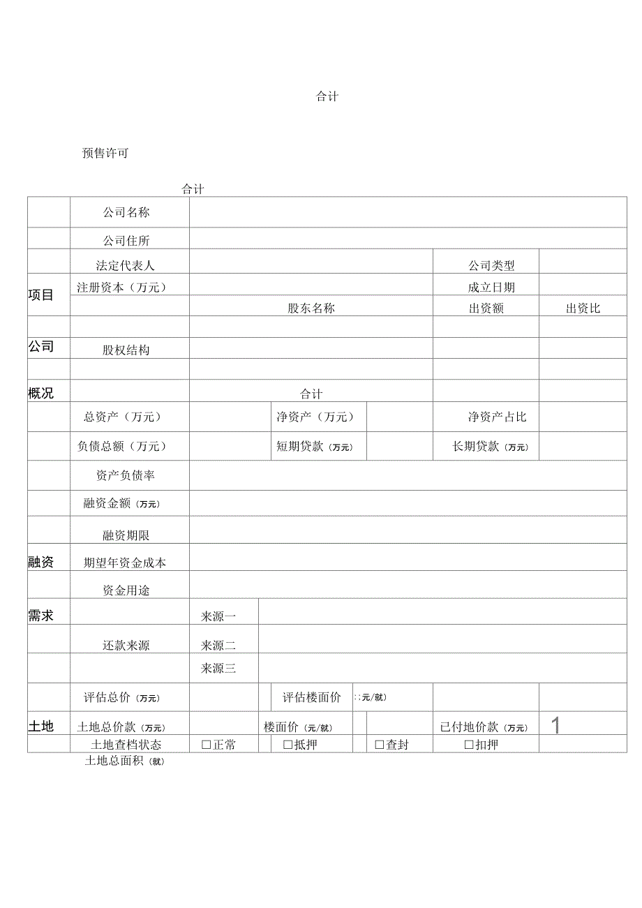 企业融资申请表正式版_第3页