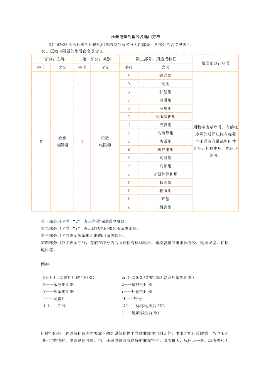 压敏电阻的型号及选用方法_第1页