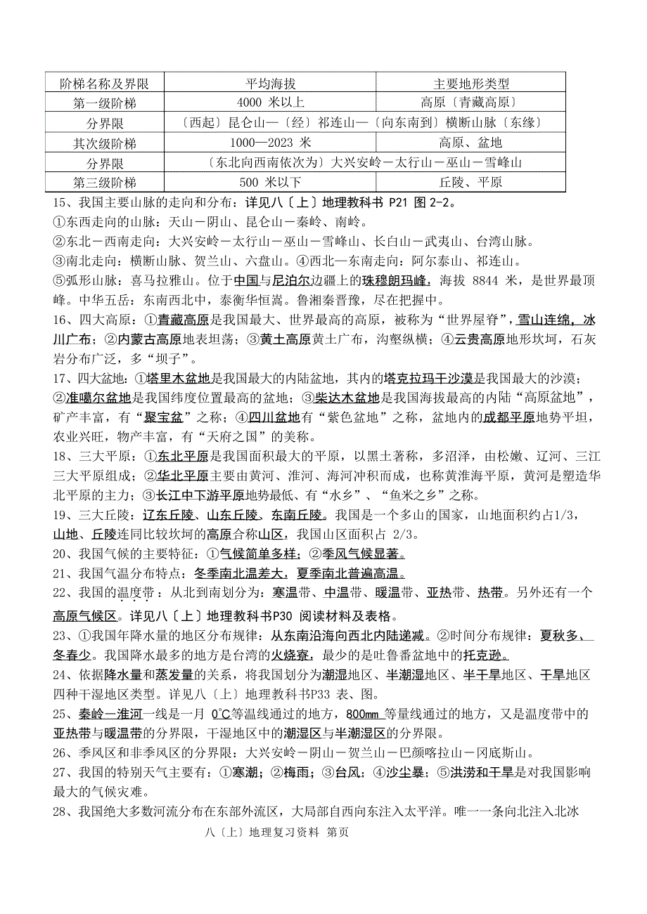 星球版地理八年级上册知识点归纳.docx_第2页