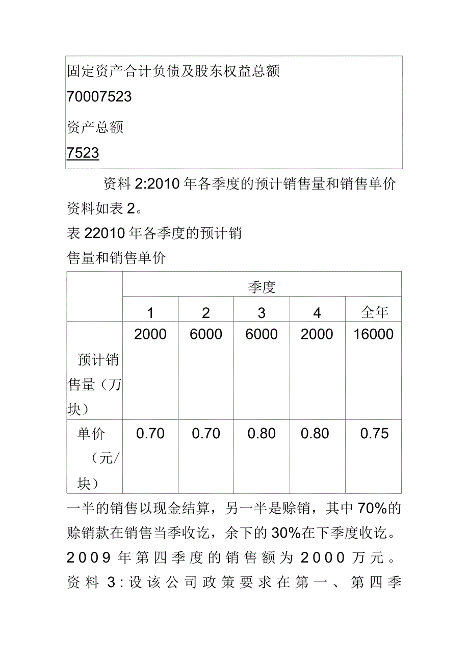 预算编制习题(附答案)_第3页