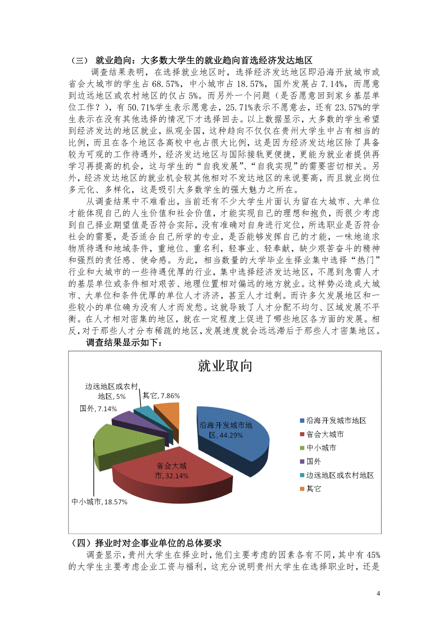 贵州大学生择业倾向调查报告_第4页
