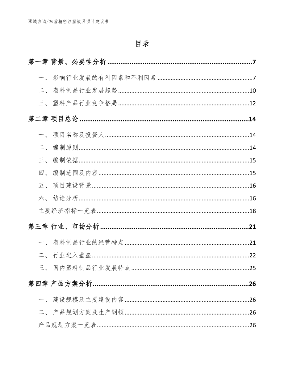 东营精密注塑模具项目建议书【范文】_第1页