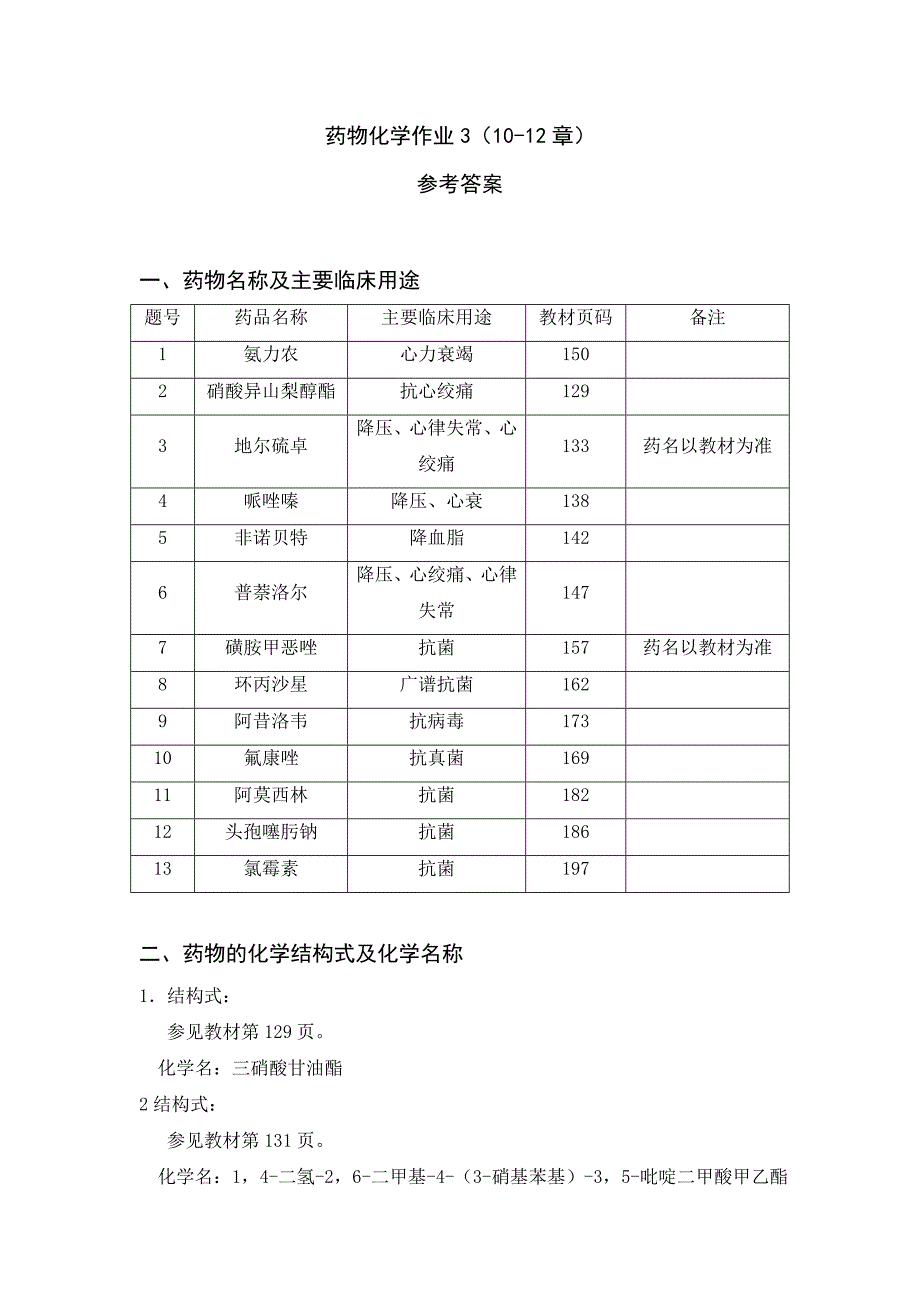 2023年电大药物化学作业答案_第1页