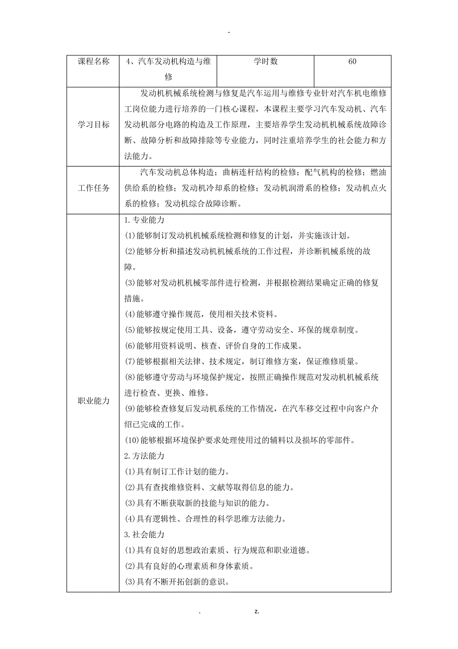 汽车运用与维修专业课程标准38118_第4页