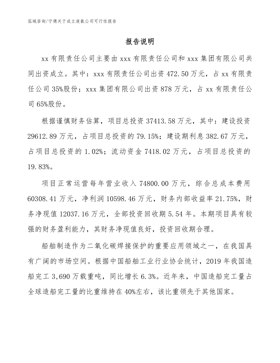 宁德关于成立液氨公司可行性报告（范文参考）_第2页