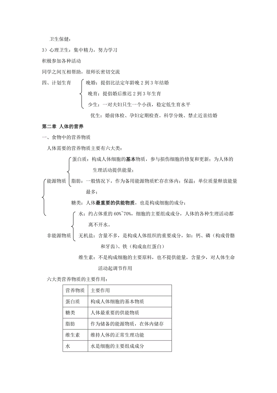 中考生物复习提纲：生物圈中的人.doc_第3页