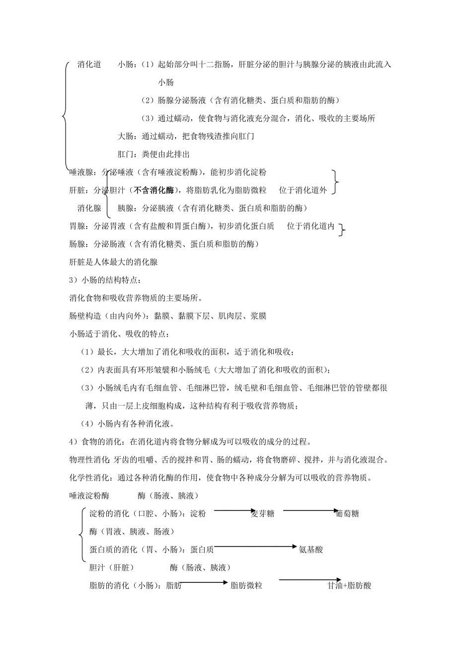 中考生物复习提纲：生物圈中的人.doc_第5页