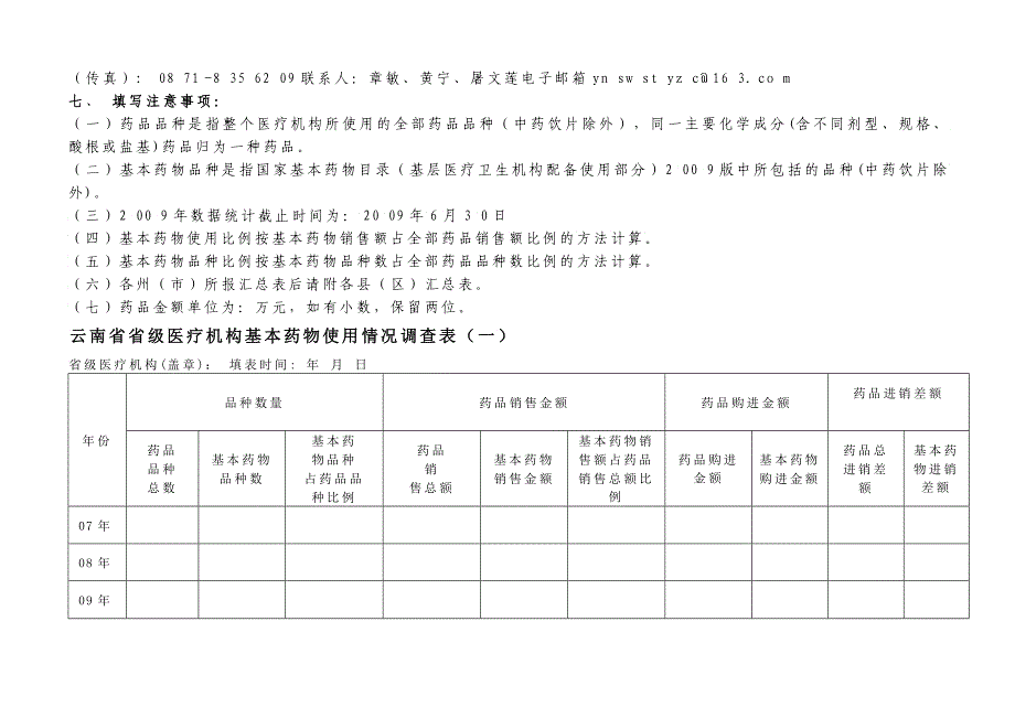 云南省实施基本药物制度基本信息调查表_第2页