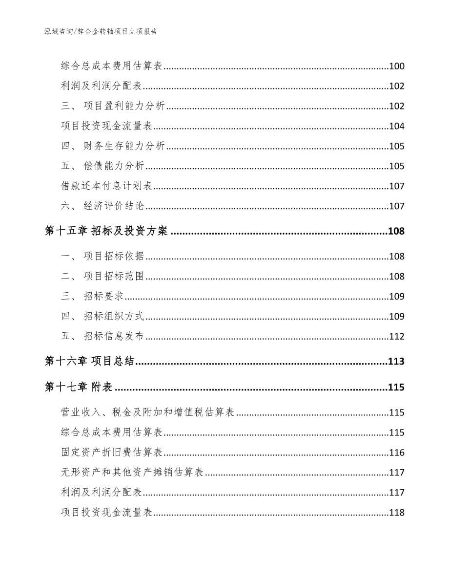 锌合金转轴项目立项报告（参考模板）_第5页