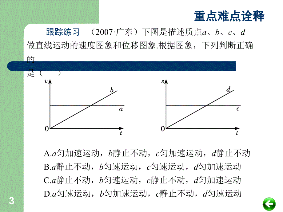 高中物理专题复习课件直线运动第3讲匀速直线运动匀变速直线运动的图象_第3页