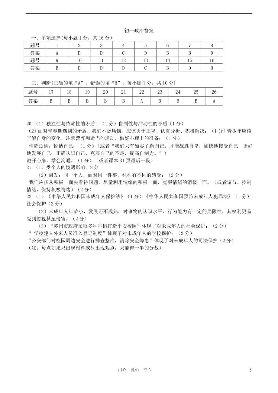 江苏省苏州市相城区七年级政治下学期期中考试试题苏教版_第5页