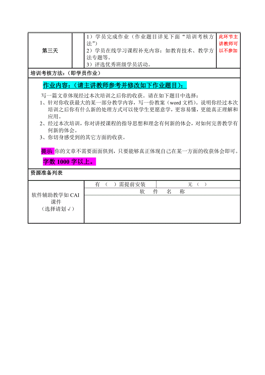 全国高校师资网络培训主讲教师教学设计方案表完整_第4页