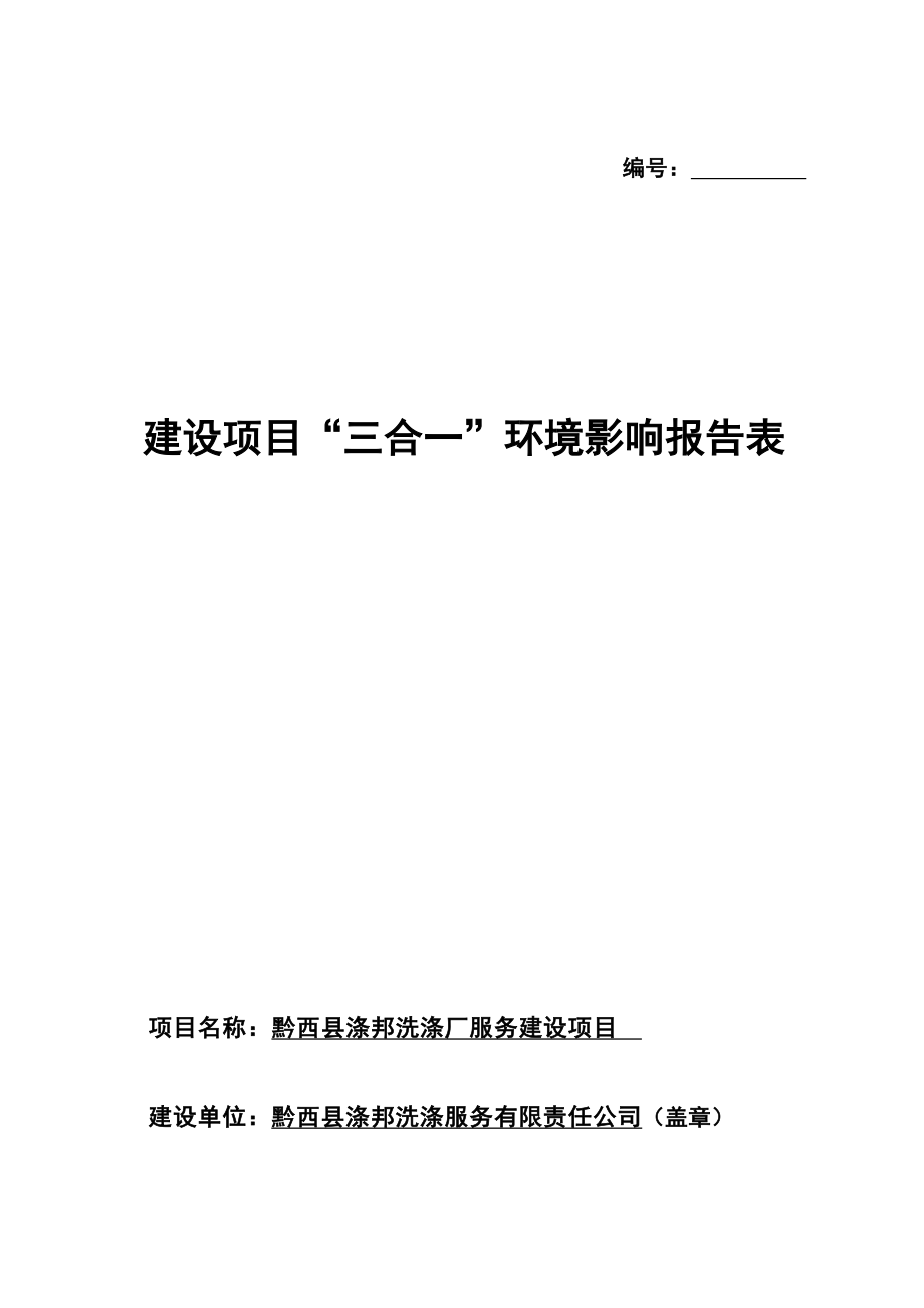 黔西县涤邦洗涤厂服务建设项目环评报告.docx_第1页