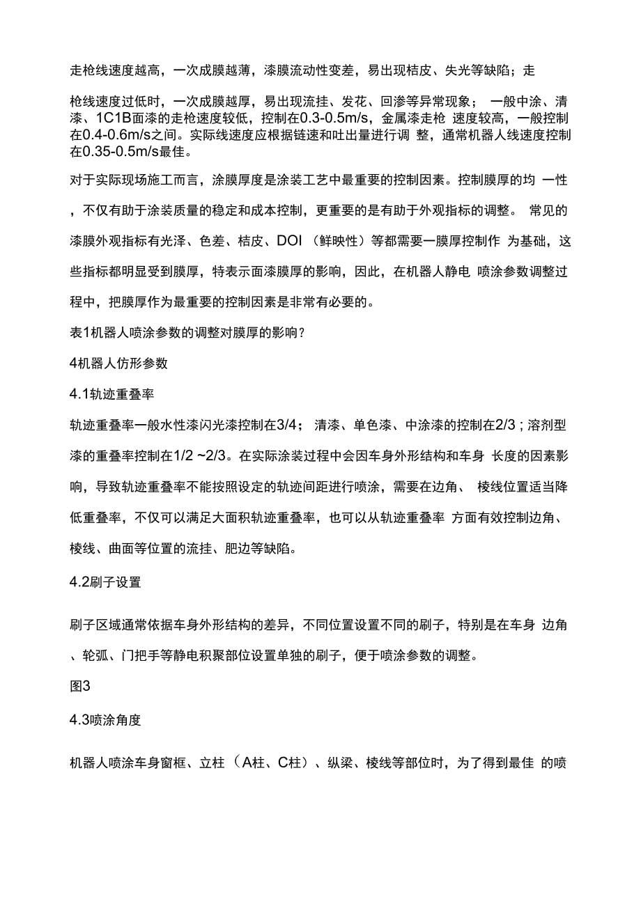 涂装喷涂机器人工艺参数及常见问题的解决_第5页