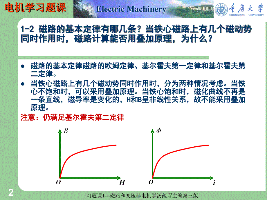 习题课1磁路和变压器电机学汤蕴璆主编第三版课件_第2页