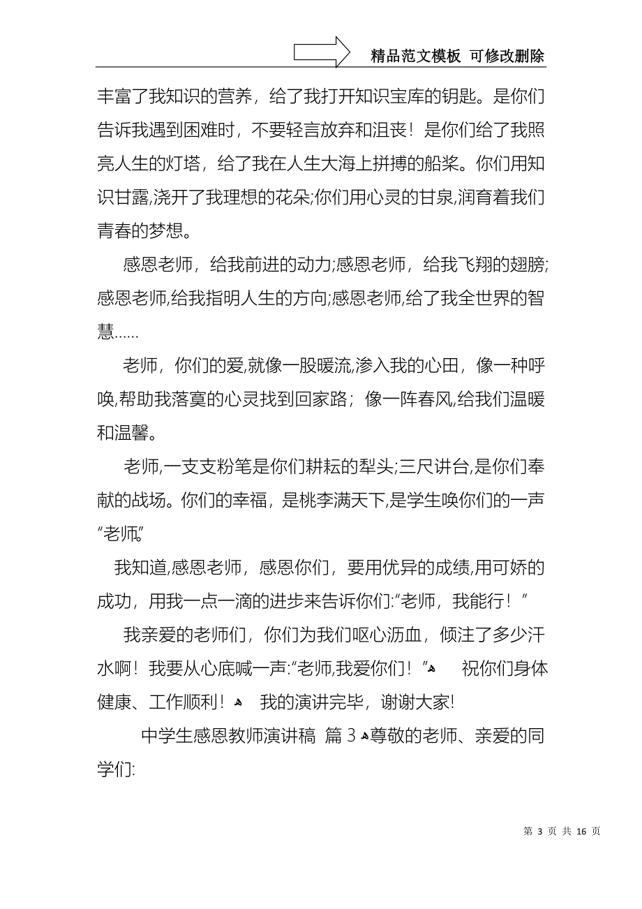 中学生感恩教师演讲稿范文集合八篇_第3页