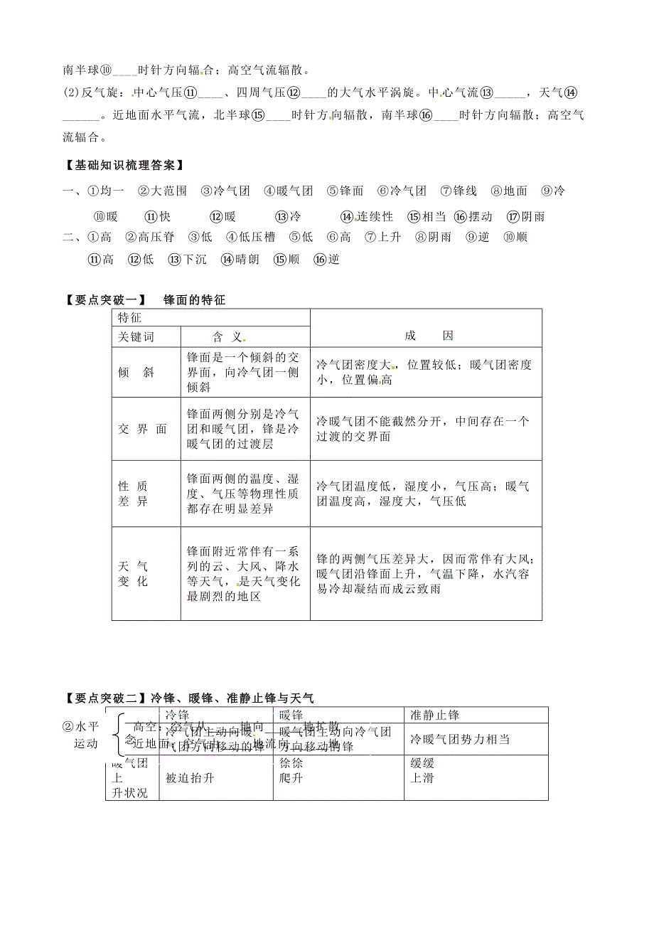 【最新】人教版高中地理必修一导学案：2.3.6常见的天气系统_第2页