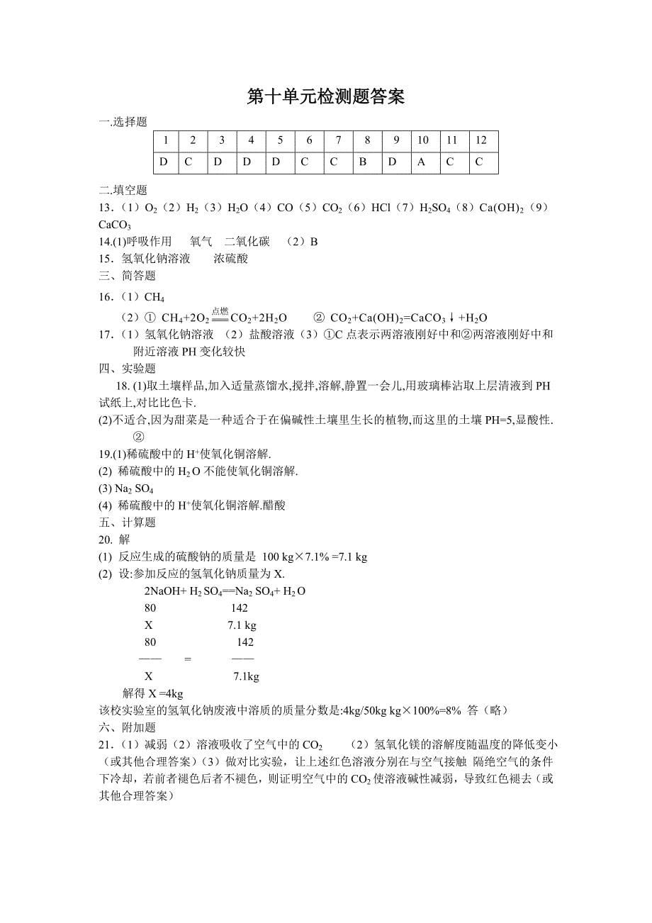 九年级化学10第十单元《酸和碱》单元测试题.doc_第5页