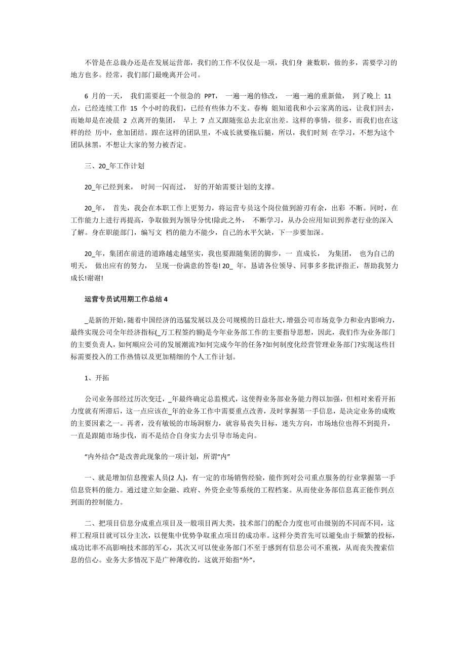 运营专员试用期一周工作总结_第5页