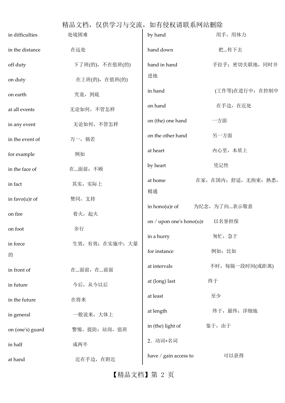 CET4常用词组(经典版)_第2页