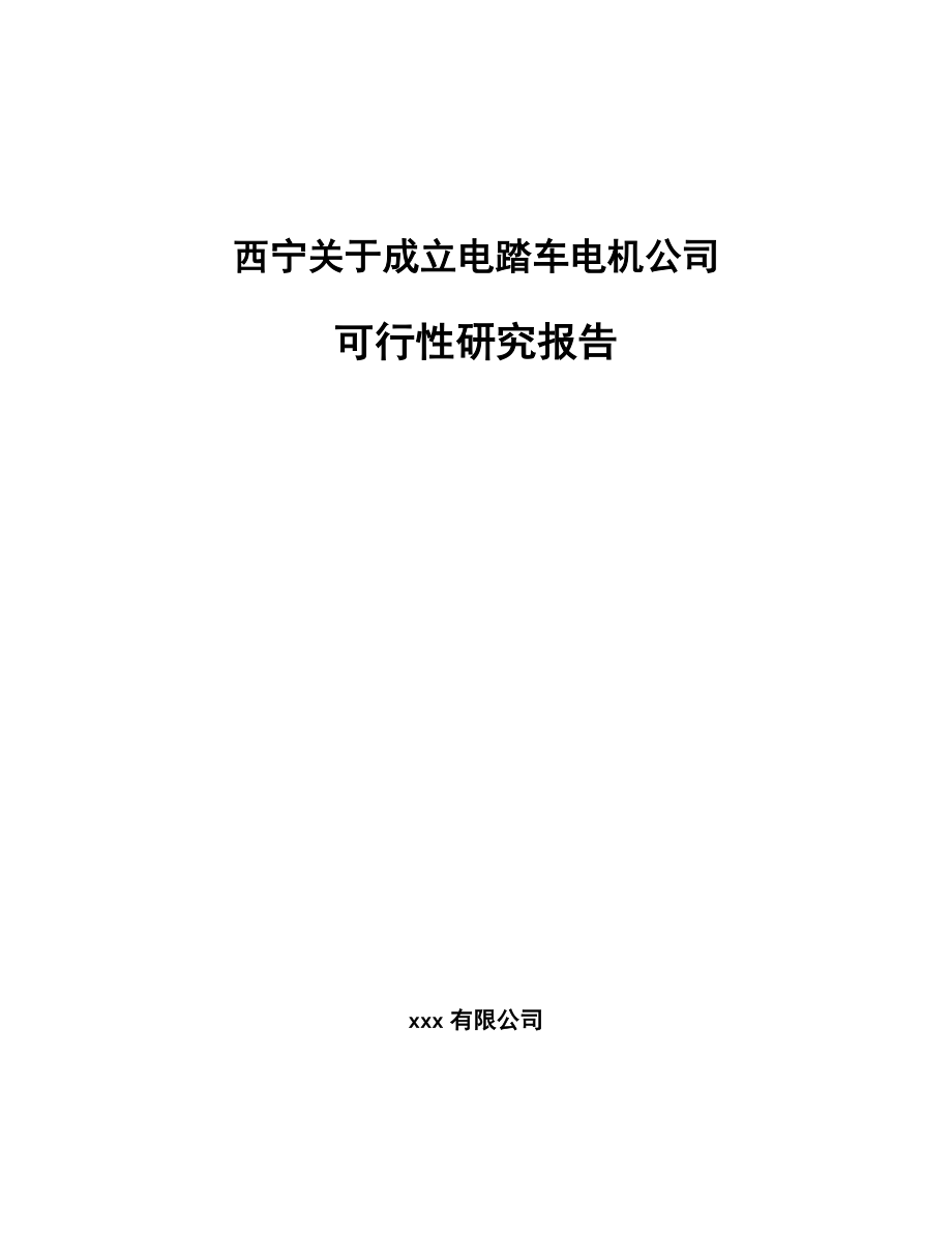 西宁关于成立电踏车电机公司可行性研究报告