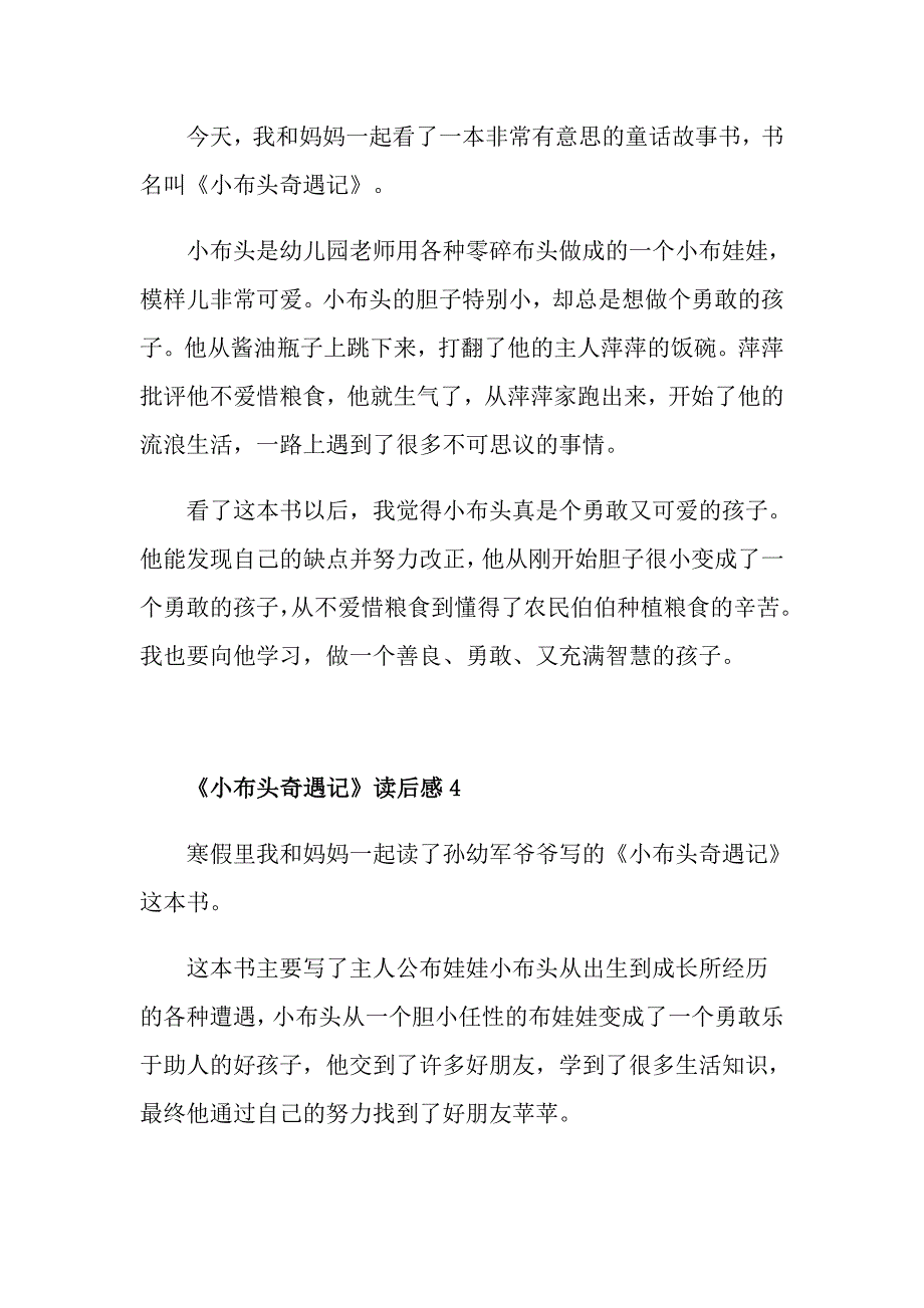 《小布头奇遇记》读后感小学生作文十篇_第3页