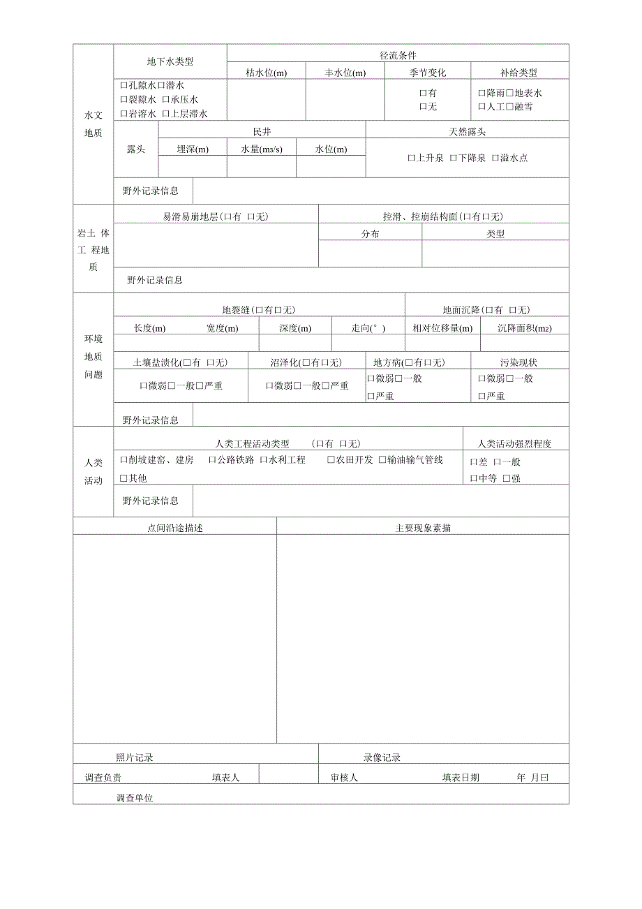 地质环境野外调查记录表_第2页