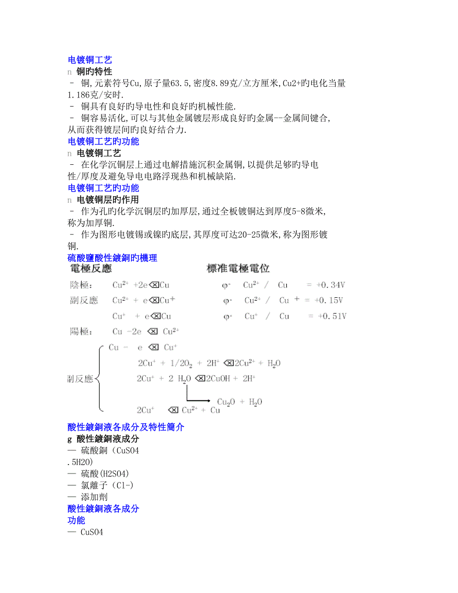 电镀铜标准工艺_第1页