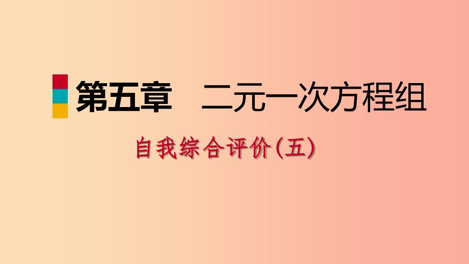 八年级数学上册 第五章 二元一次方程组自我综合评价（五）同步练习课件 （新版）北师大版.ppt_第1页