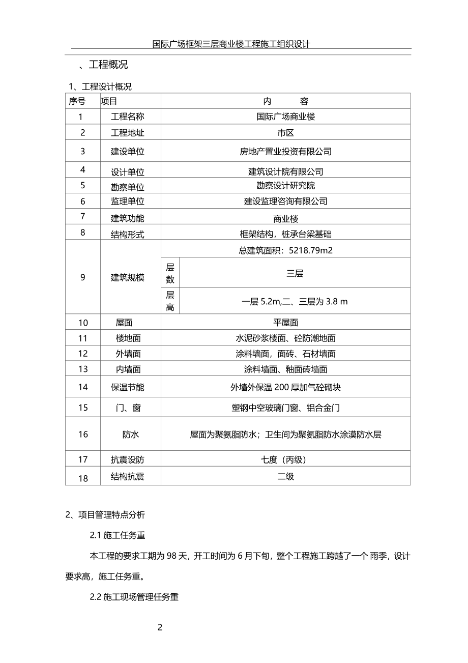 国际广场框架三层商业楼工程施工组织设计_第2页