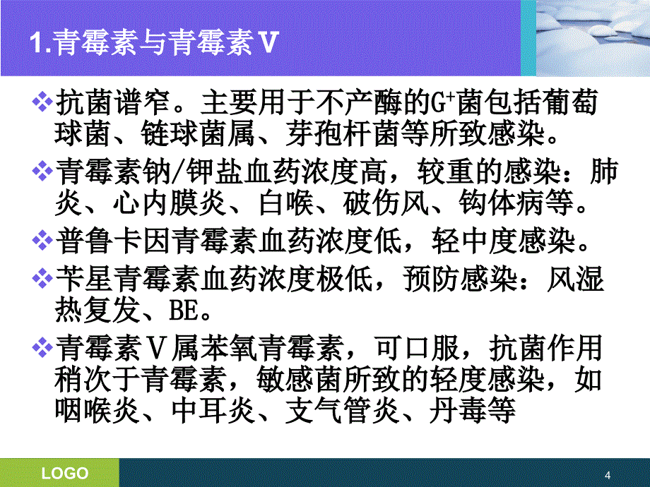 抗生素的分类及临床应用PPT课件_第4页