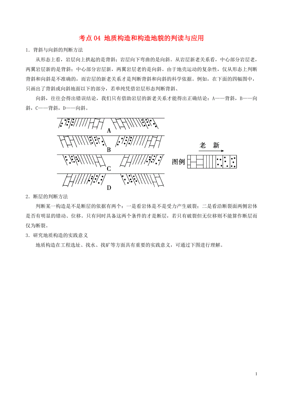 高三地理一轮复习最易错考点系列考点04地质构造和构造地貌的判读与应用新人教版_第1页