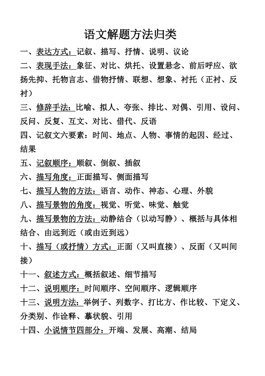 中学生语文阅读理解答题技巧_第1页