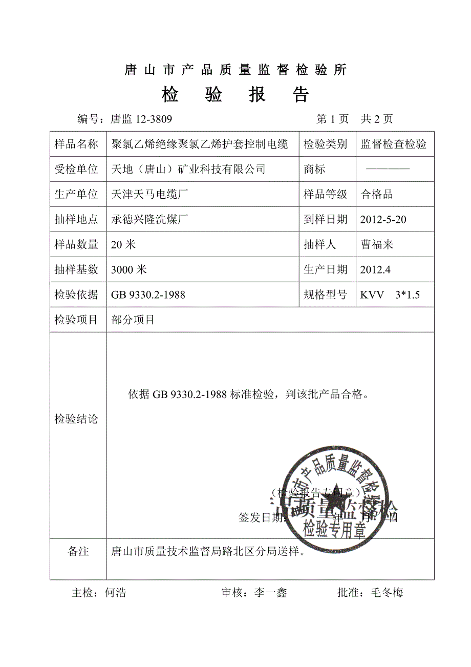 电缆检测报告_第2页