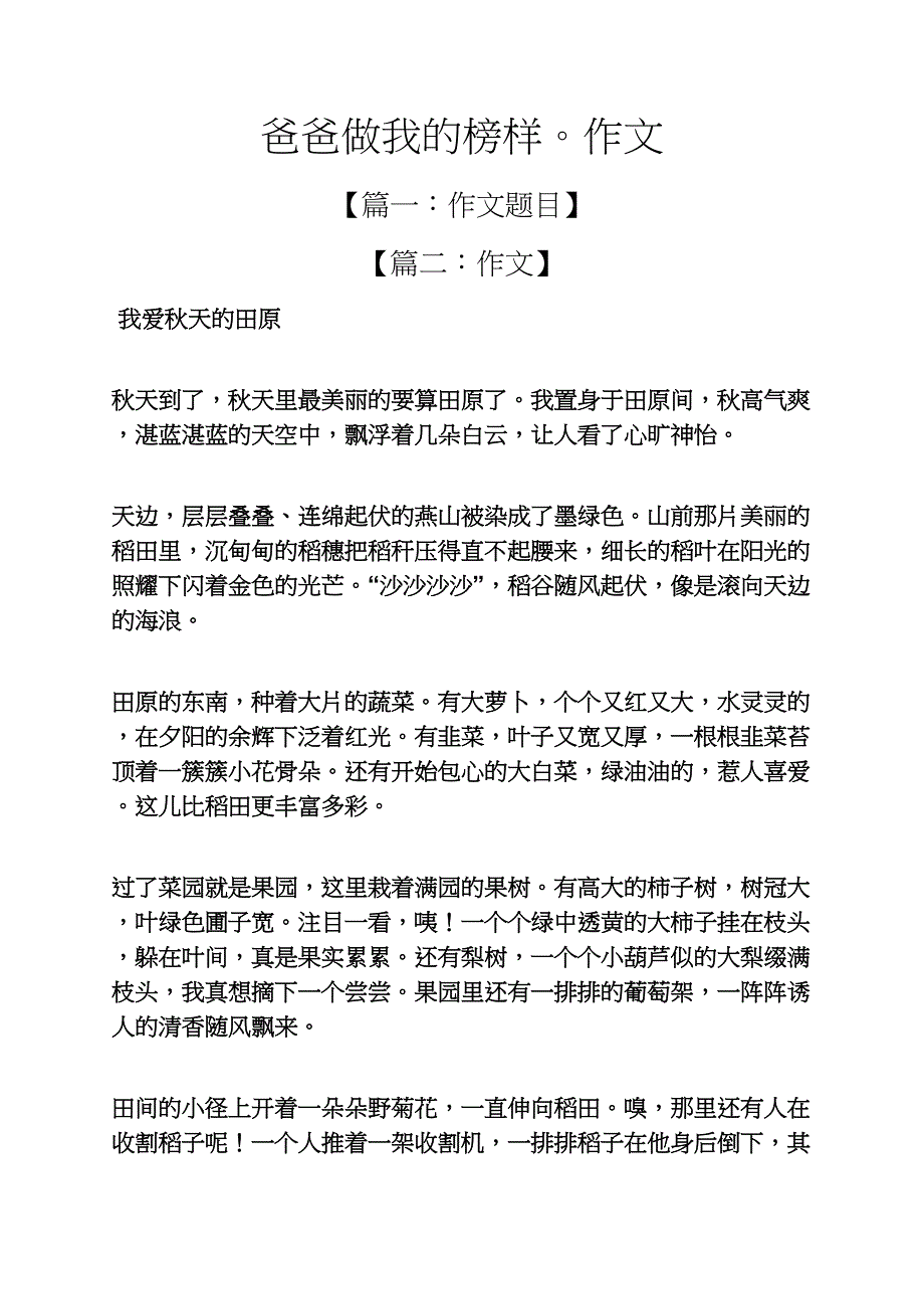 爸爸作文之爸爸做我的榜样作文_第1页