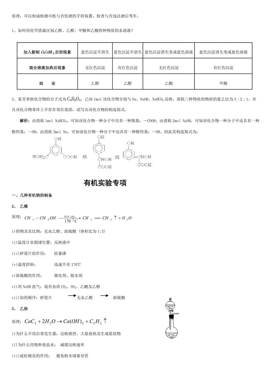 高中有机化学实验总结最全_第5页