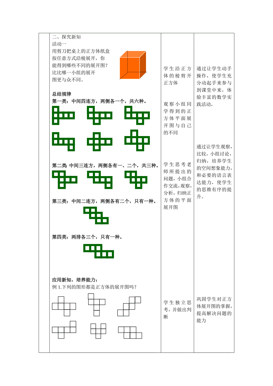 正方体展开图教案_第2页