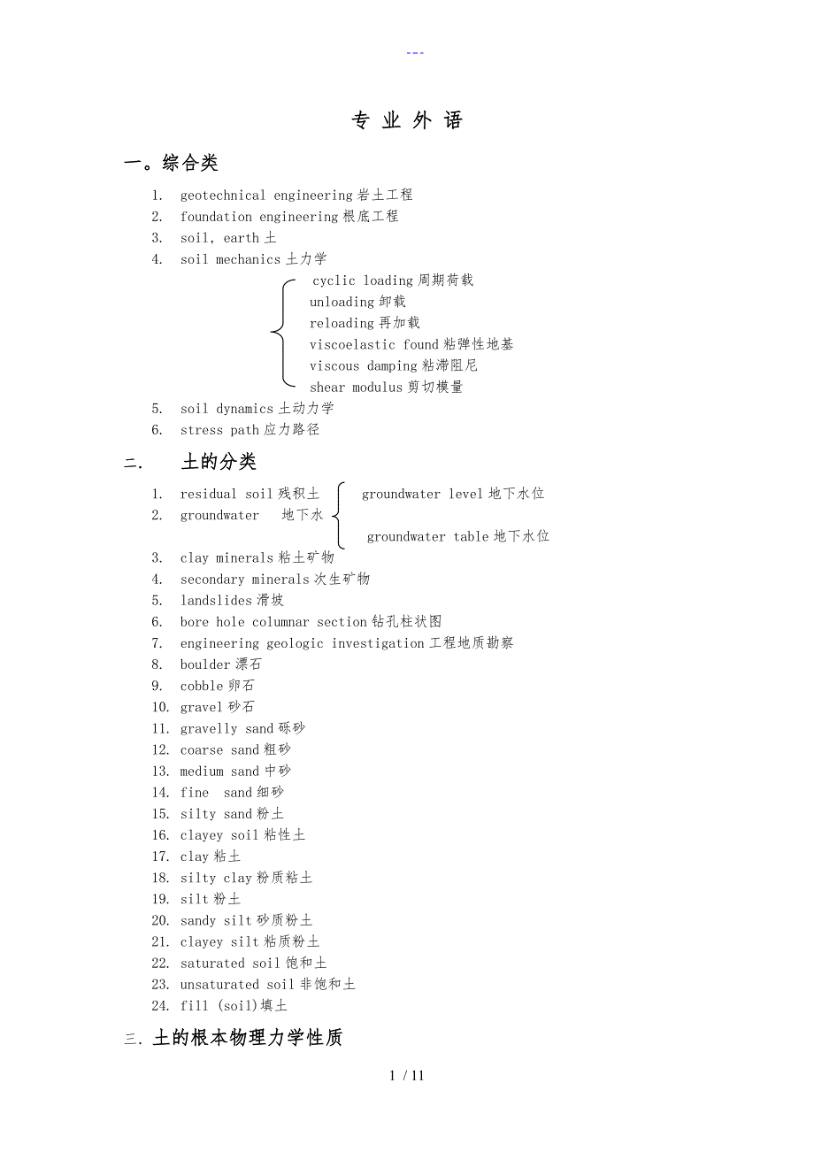 岩土工程专业英语单词表_第1页