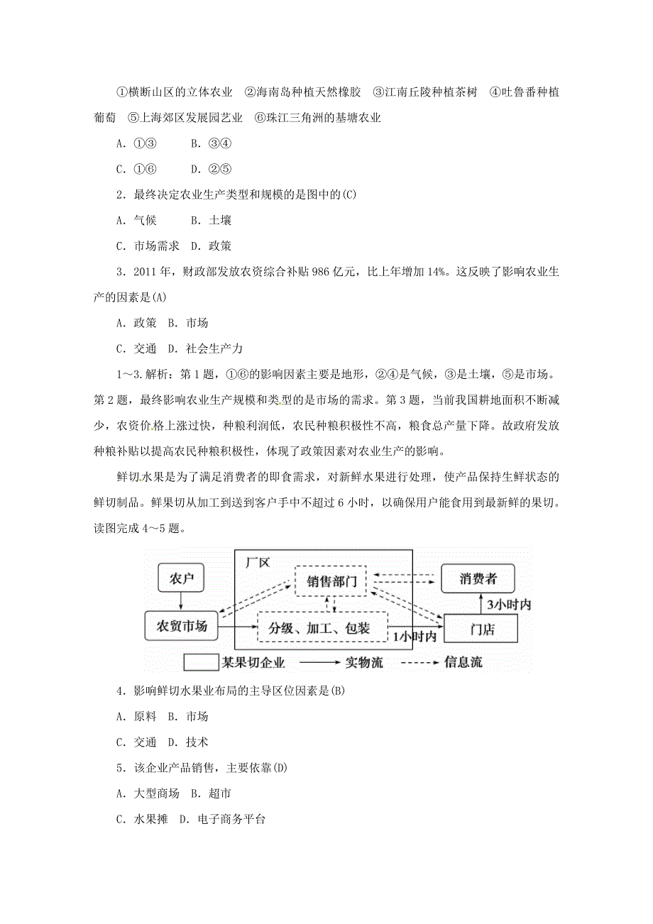 高中地理 第三章 生产活动与地域联系 第一节 农业区位因素与地域类型学案中图版必修2_第4页