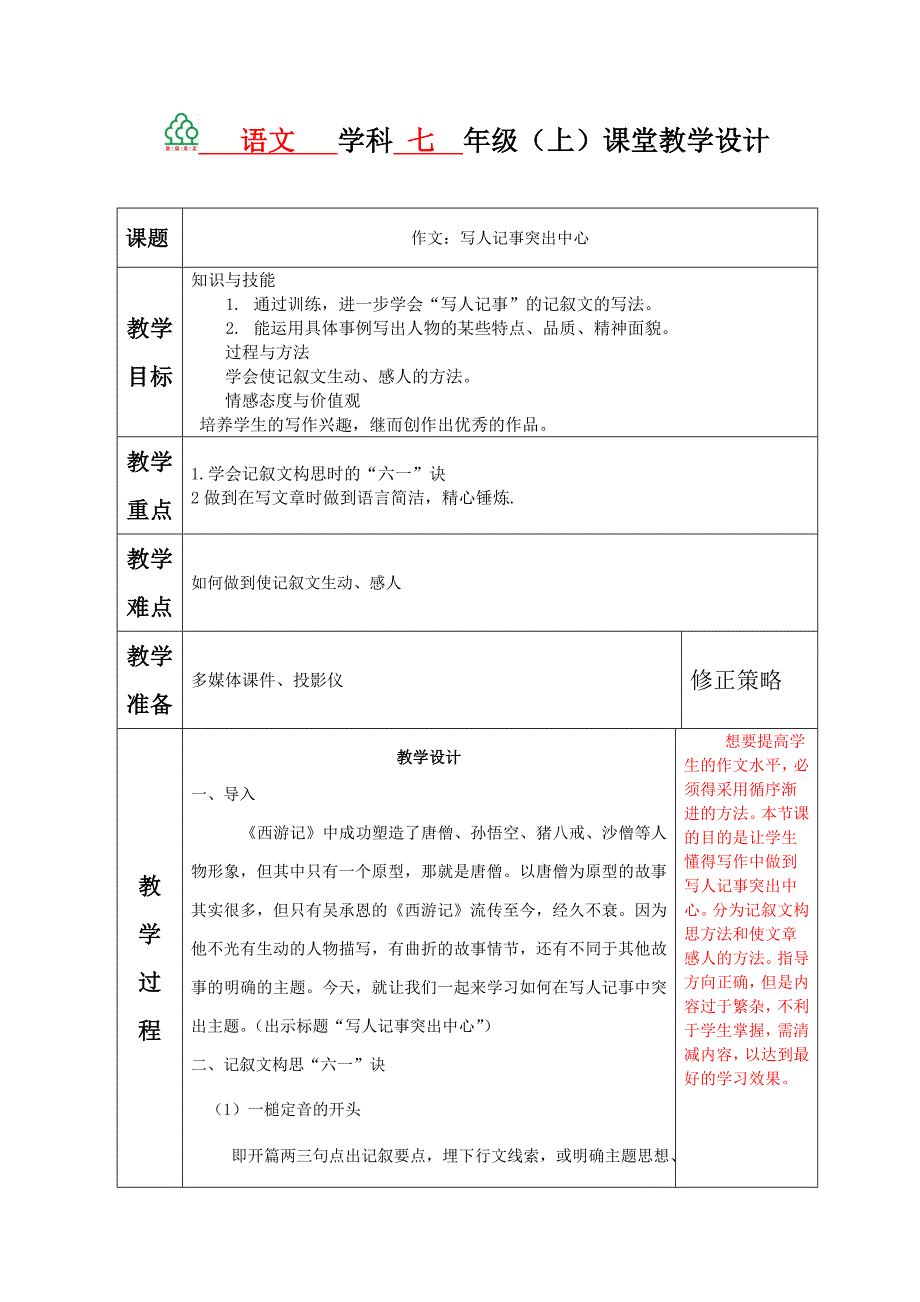 写人记事中心突出_第1页