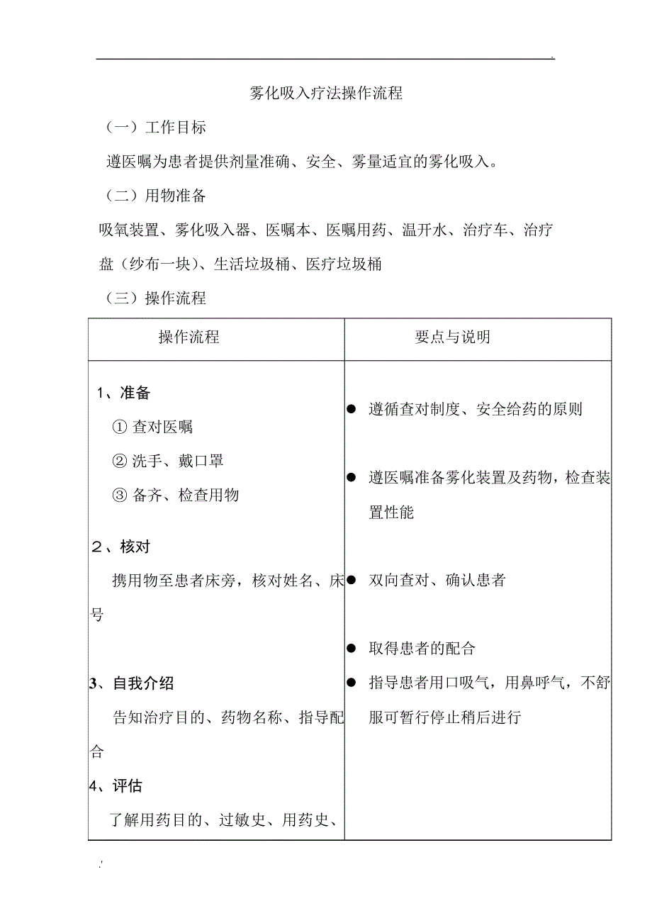 雾化吸入疗法操作流程及评分标准_第1页