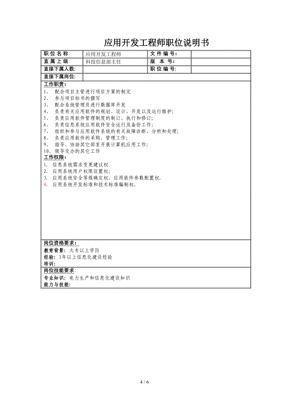 科技信息部岗位说明书_第4页