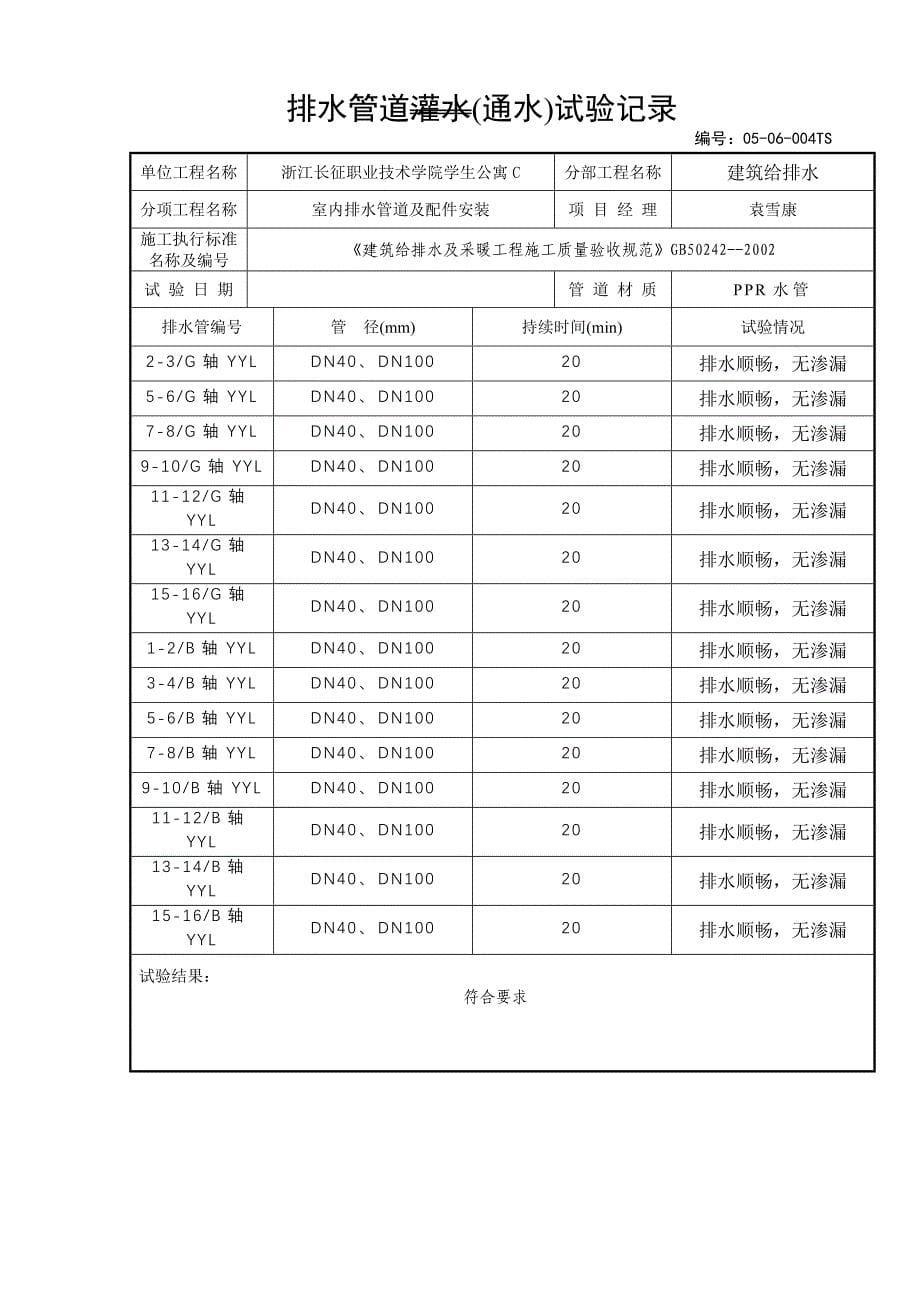 排水管道通水试验记录_第5页