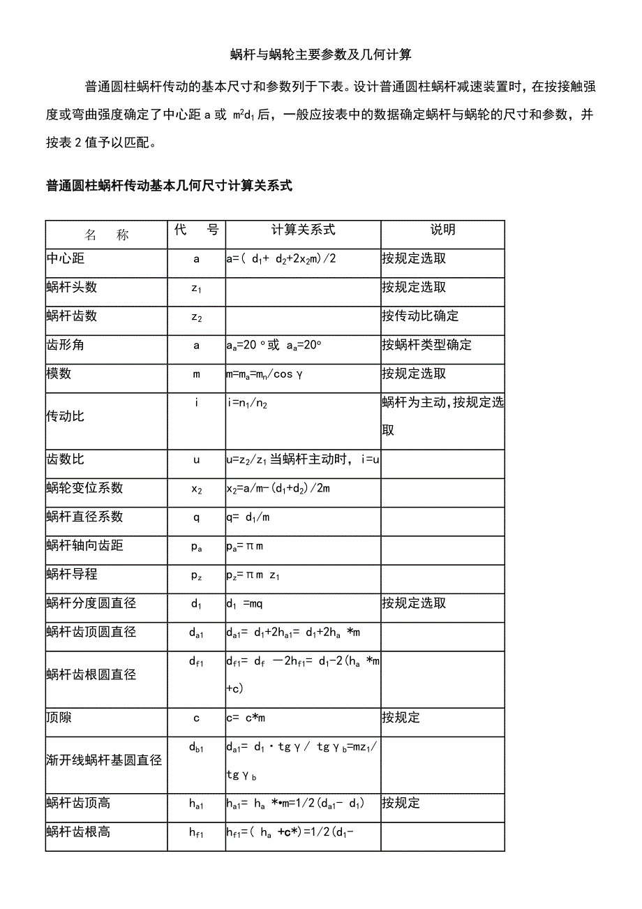 蜗杆与蜗轮主要参数计算.doc_第1页