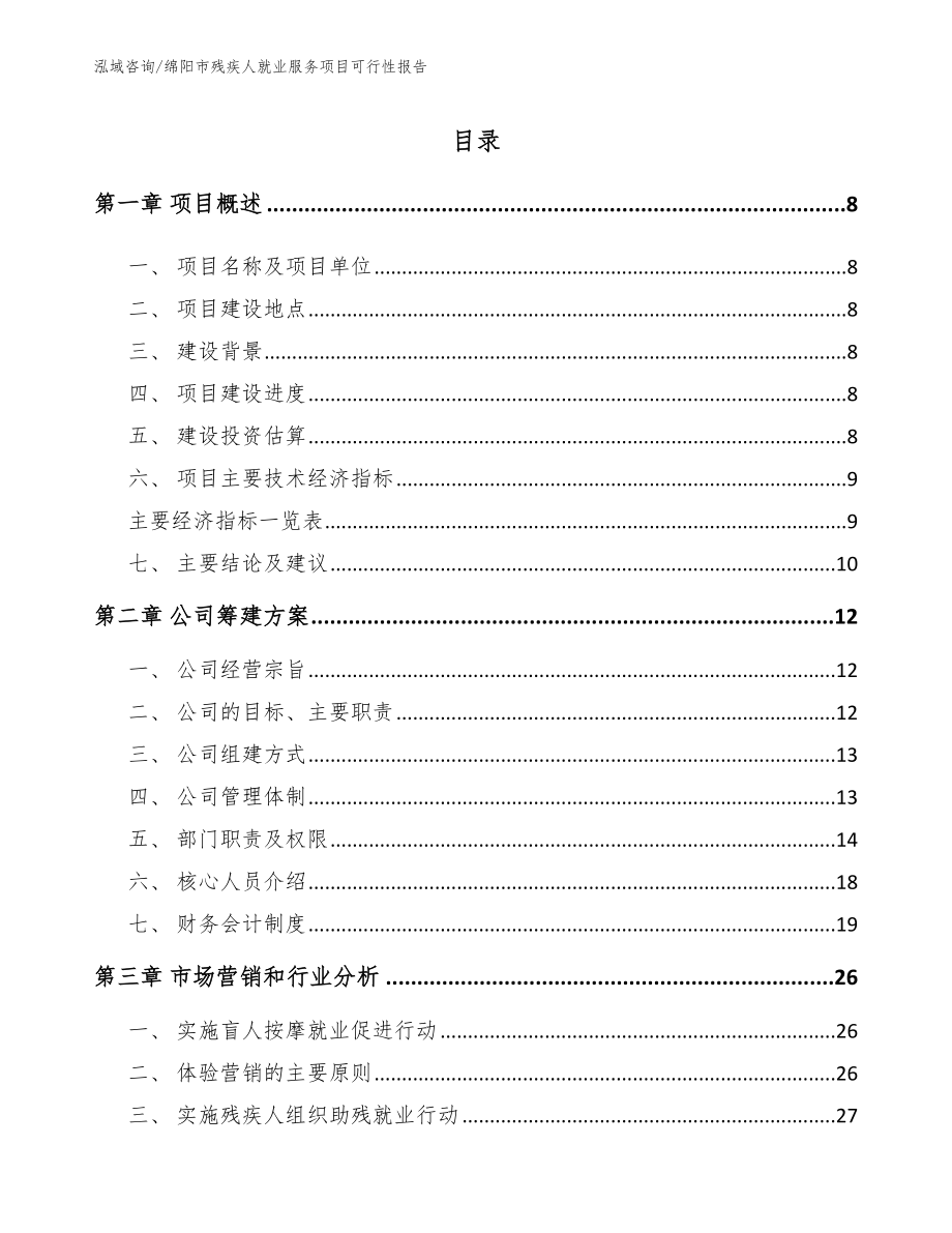 绵阳市残疾人就业服务项目可行性报告_模板_第2页