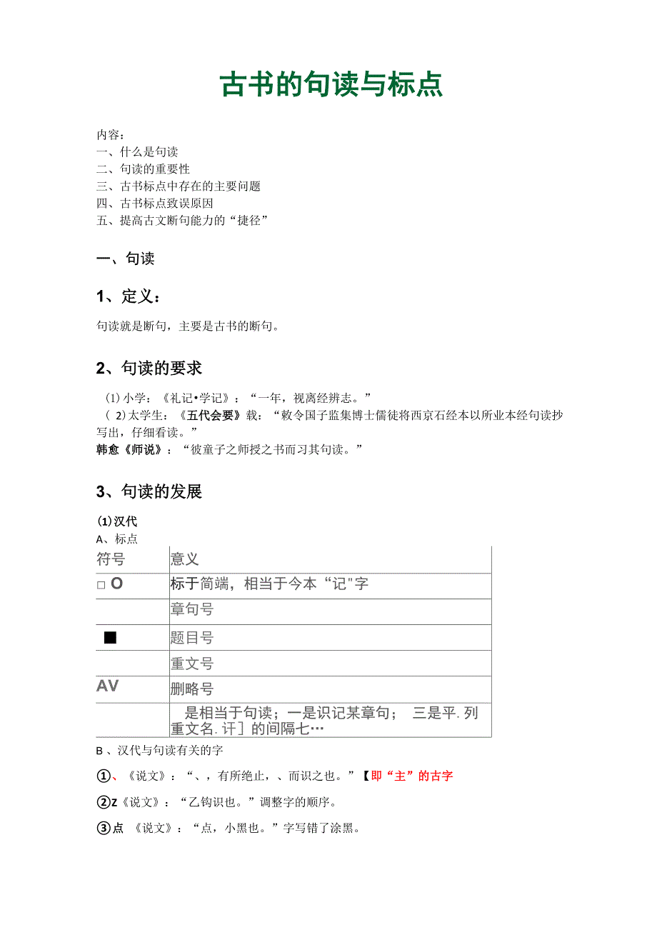 古代汉语2 通论 古书的句读和标点_第1页