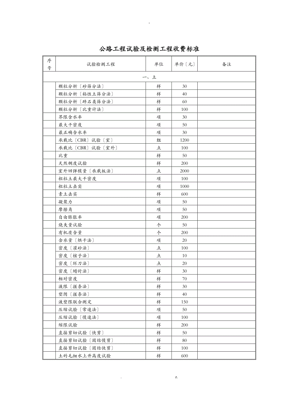 公路工程试验及检测收费标准_第1页