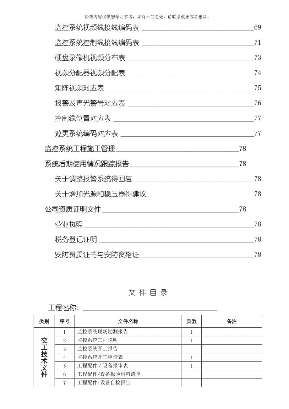 监控系统竣工验收文档模板样本_第5页